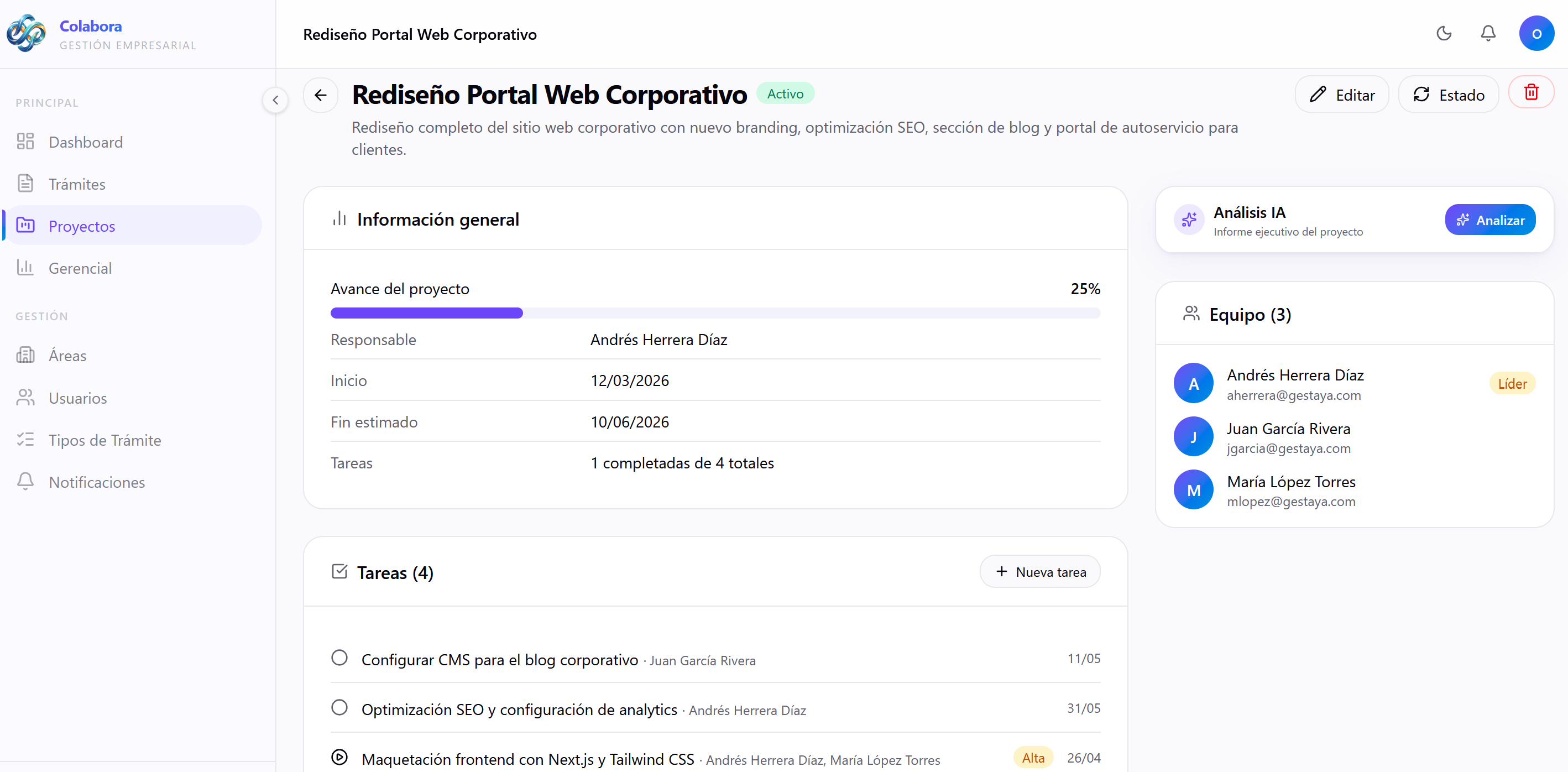 Detalle de proyecto en Colabora
